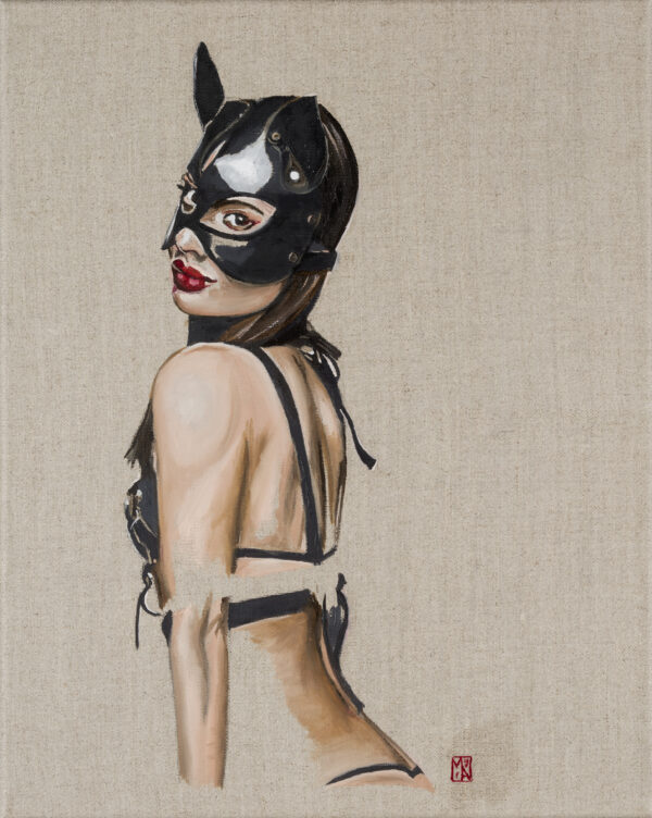 Catwoman wearing latex by artist Martin Allen