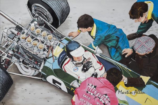 Lotus type 49 driven by Jim Clark painting by artit Martin Allen