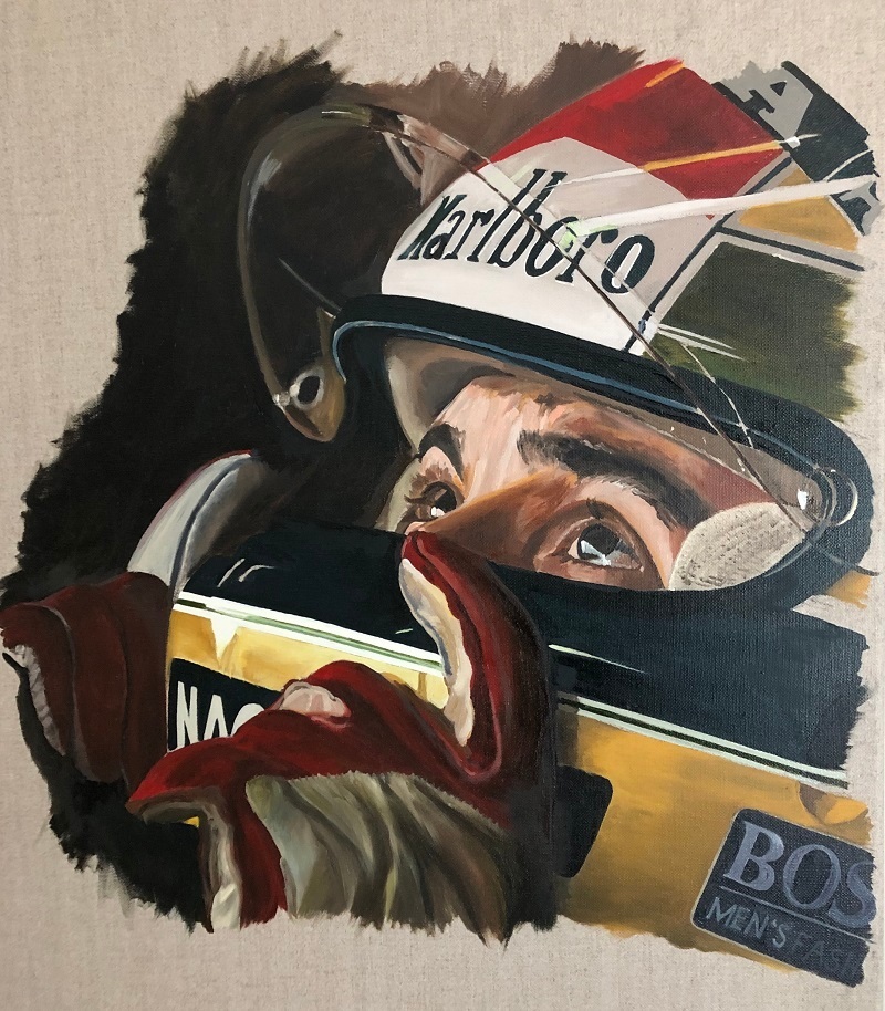 ayrton-senna-art-print-martin-allen Ayrton Senna art print by Martin Allen – limited edition Formula 1 motorsport portrait wall art
